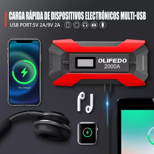 Partidor Bateria Auto Moto Recargable Usb Multifuncional 12V