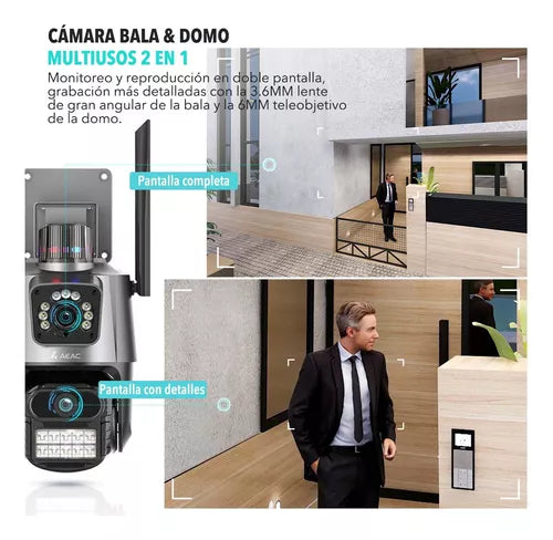Cámara de seguridad Avanzada con alarma y doble lente full HD - Máxima resolución