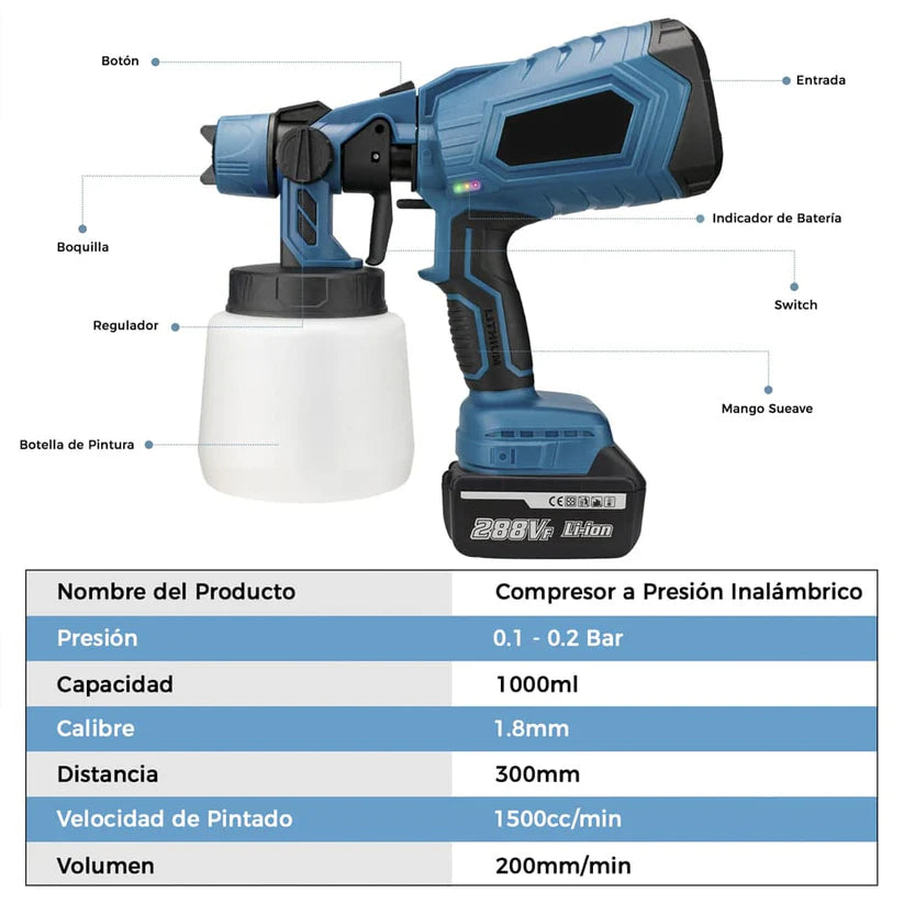 PISTOLA COMPRESOR DE PINTURA INALÁMBRICO TASBEL™ 220V