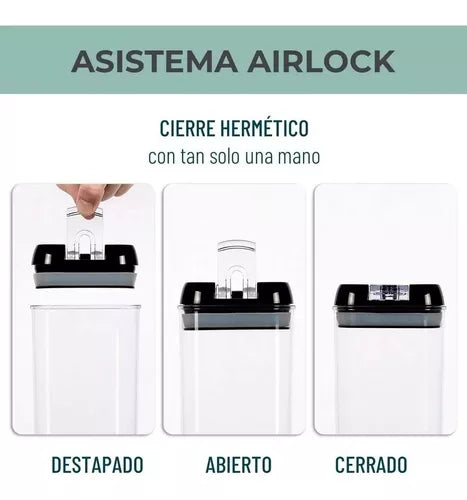 Set 7 Contenedores Alimento Hermeticos Apilable Cierre Fácil